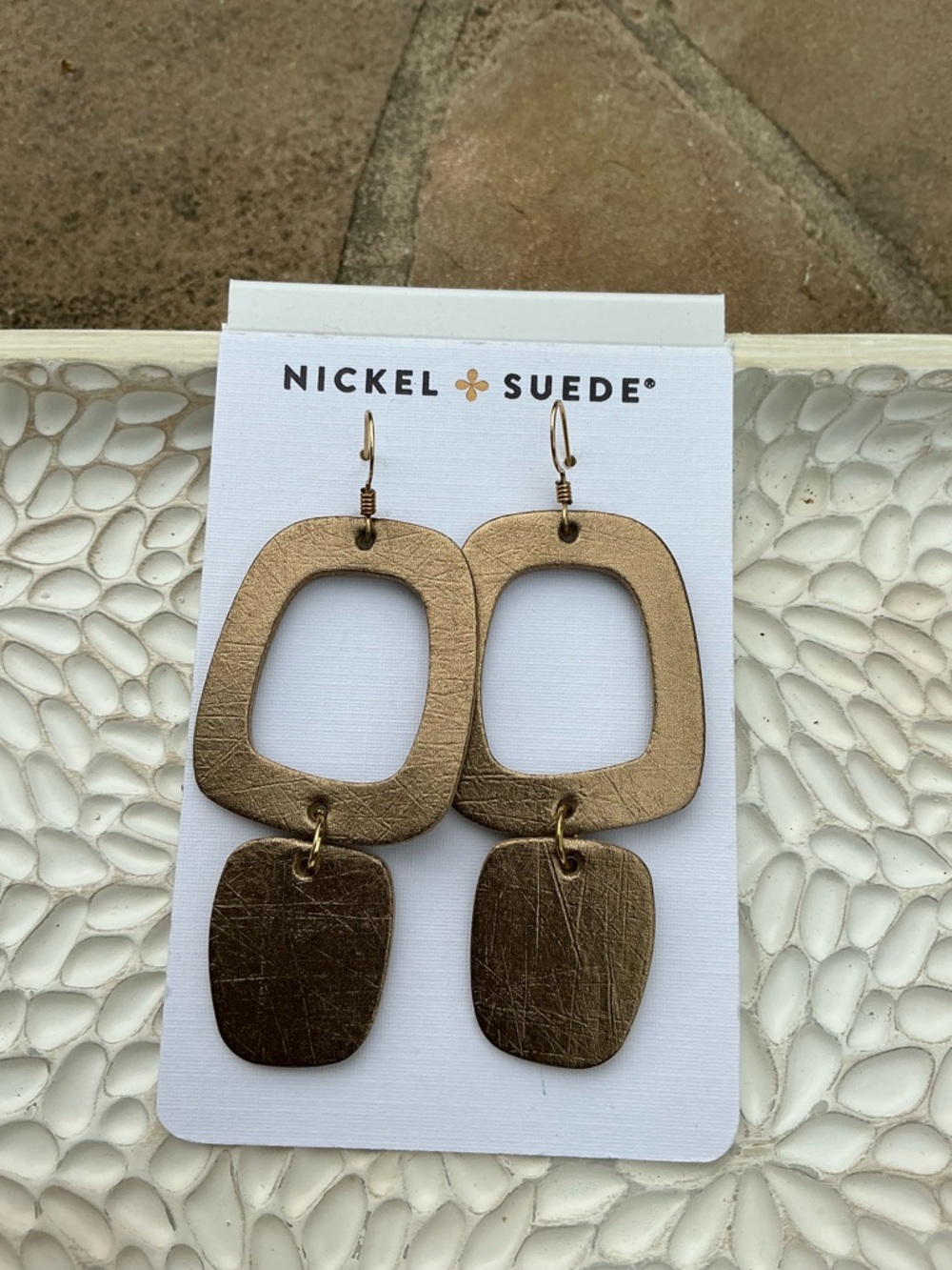 Nickel Suede Bronze Statement Earrings